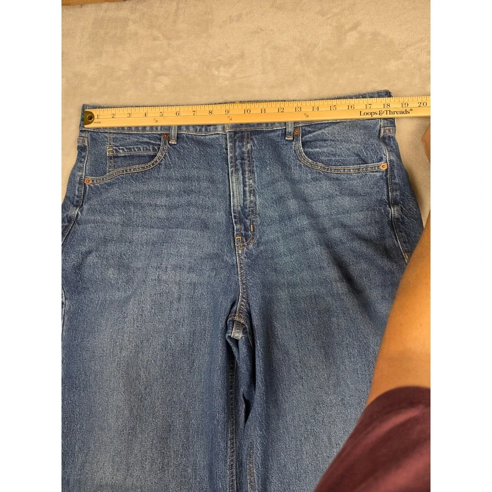 Old Navy Jeans Womens 16 Blue Sky-Hi Wide Leg Extra High Rise Secret-Smooth